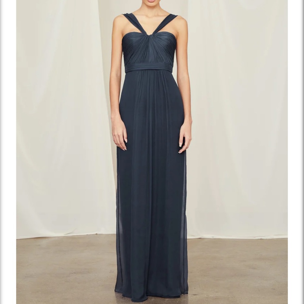 Amsale bridesmaid dress in dark navy blue